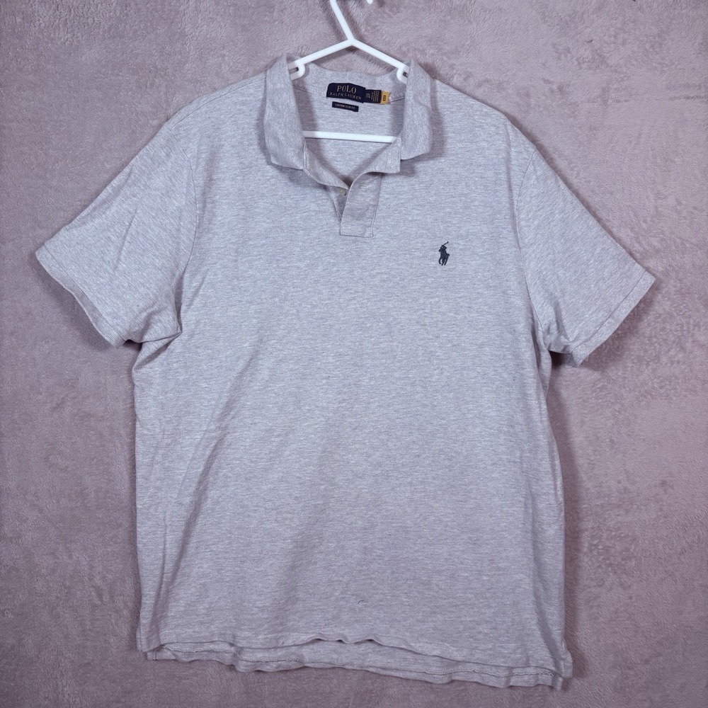 Polo Ralph Lauren Custom Slim Fit Short Sleeve Polo Shirt Mens‎ Size XXL Gray